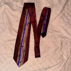 Elegant Burgundy and Multicolor Men's Tie